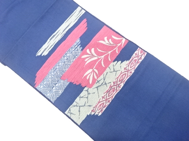 アンティーク　霞に草花模様織り出し名古屋帯（着用可）